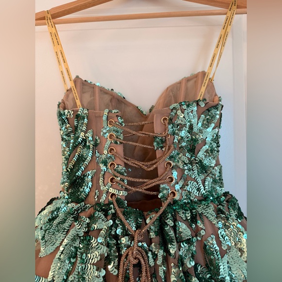 NWOT BRONX AND BANCO Chloe Teal Strapless Sequin Mini Dress, wedding guest dress - Picture 14 of 17